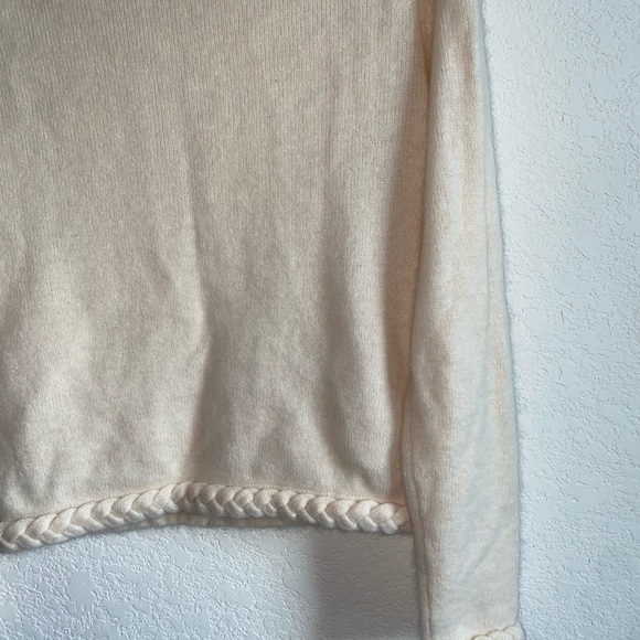 David Brooks Lamb Wool Angora Rabbit Hair Blend Cream Braided Cream Cardigan S - Picture 12 of 13